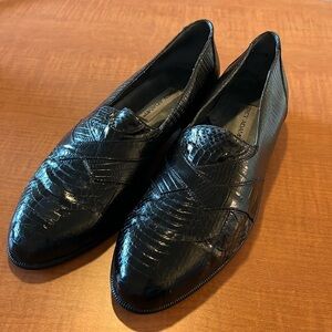 Stacy Adams Men’s Genuine Snakeskin Black Loafers Size 11 Medium.